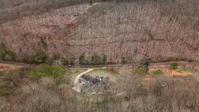 birds eye view of property featuring a rural view