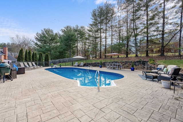 view of swimming pool with a patio area and area for grilling