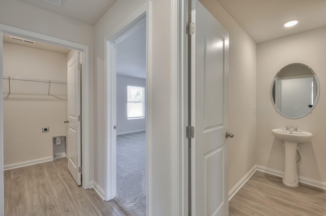 bathroom featuring wood-type flooring