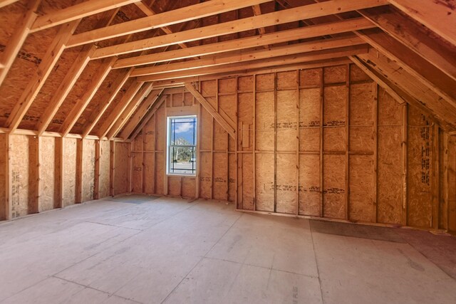 view of unfinished attic