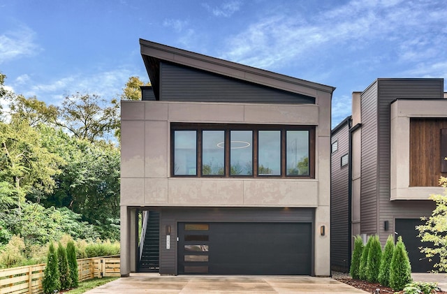 contemporary house featuring a garage