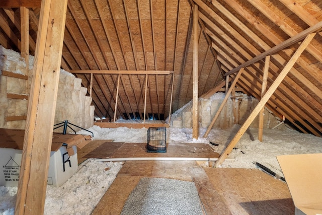 view of unfinished attic