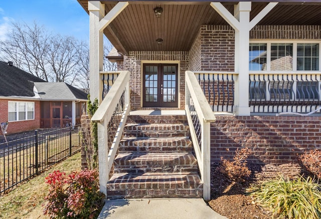 view of exterior entry with french doors