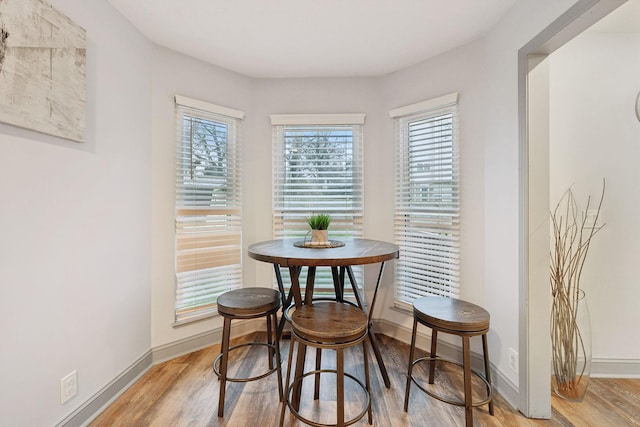 dining room with light hardwood / wood-style flooring