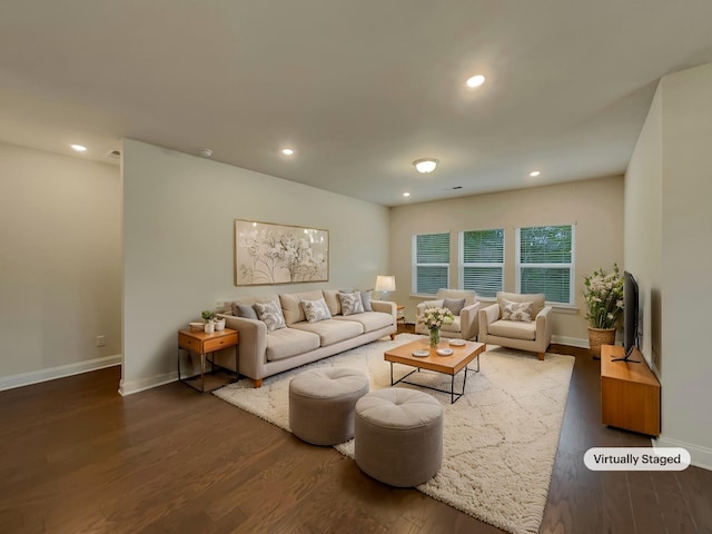 living room with wood-type flooring