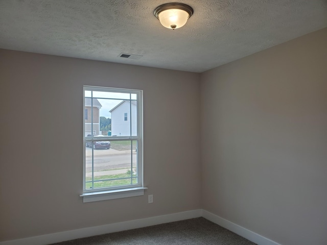 spare room with carpet flooring and a textured ceiling