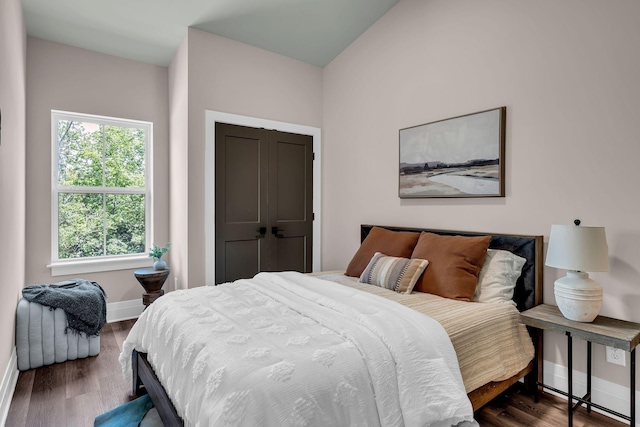 bedroom featuring dark wood-type flooring