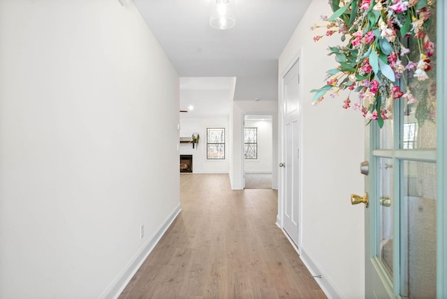 hall featuring light wood-type flooring