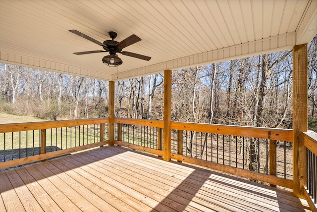 deck featuring ceiling fan