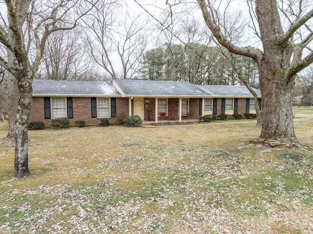 ranch-style house featuring a front yard