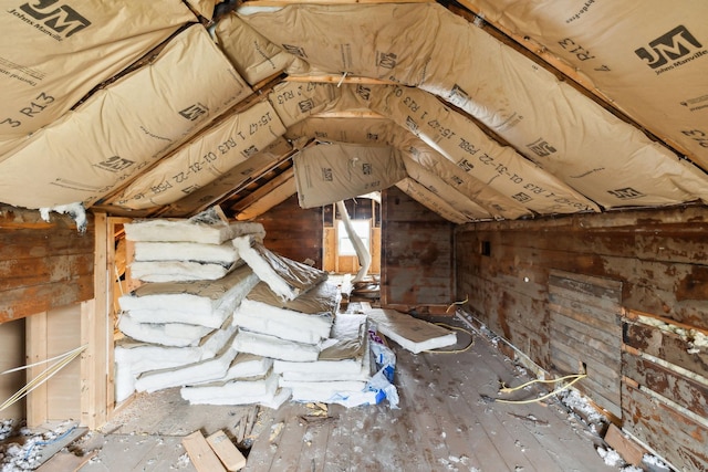 view of unfinished attic