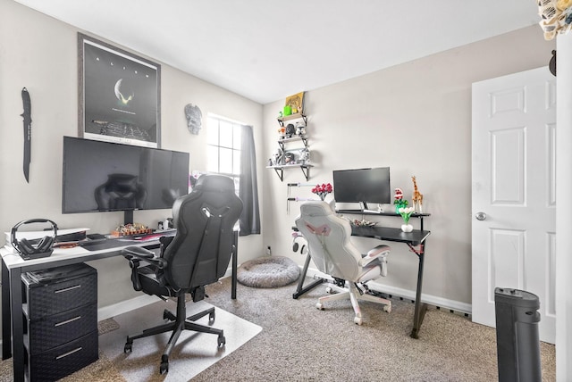 view of carpeted home office