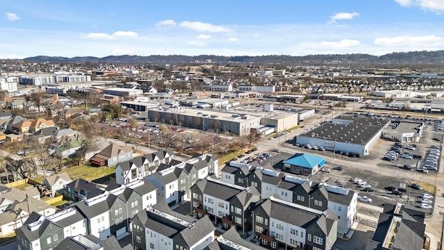 aerial view with a mountain view