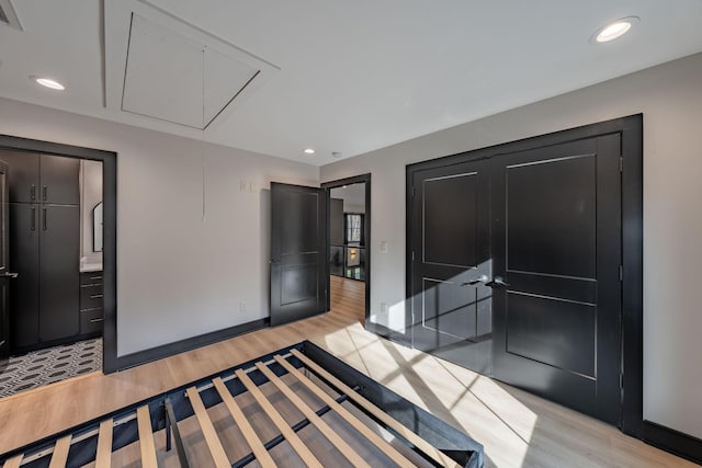 hallway with light wood-type flooring