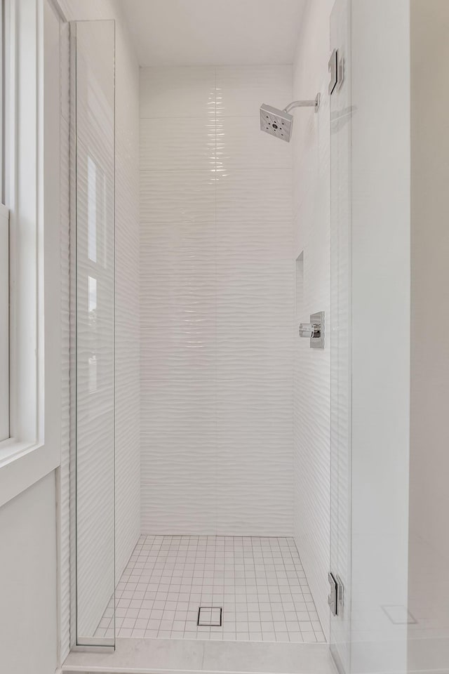 bathroom featuring a shower stall