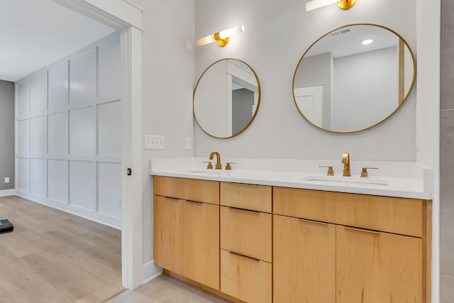 bathroom featuring wood-type flooring and vanity