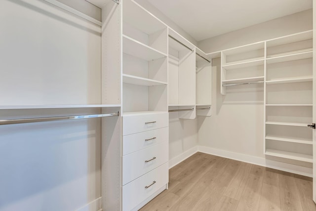 spacious closet featuring light wood-style flooring