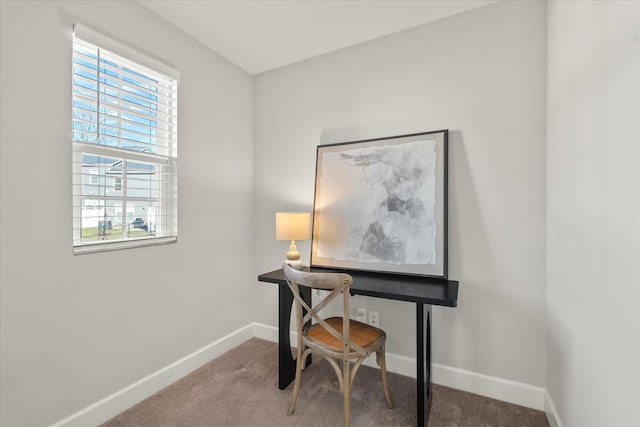 view of carpeted office space