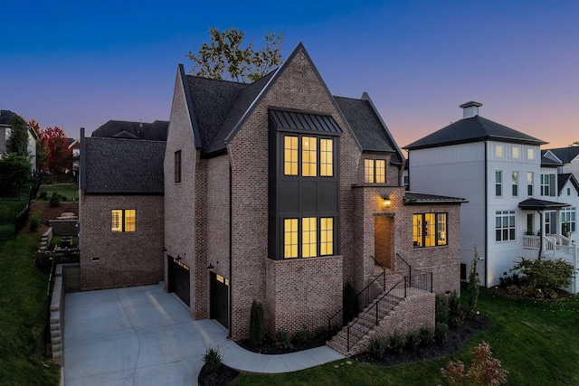 view of front of house with a garage