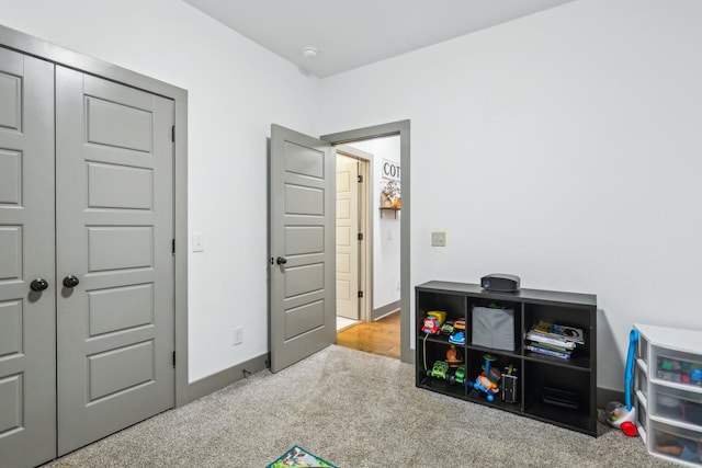 playroom with light carpet