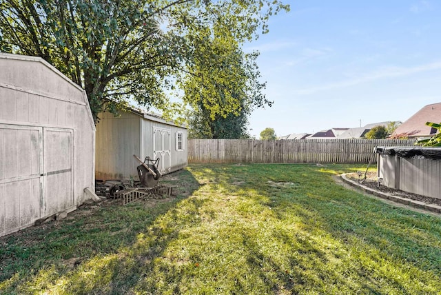 view of yard with a shed