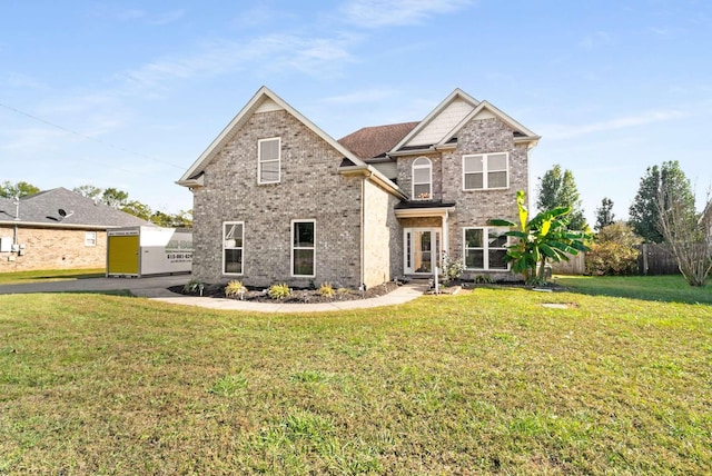 view of front of house featuring a front lawn