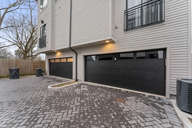 garage with central AC unit