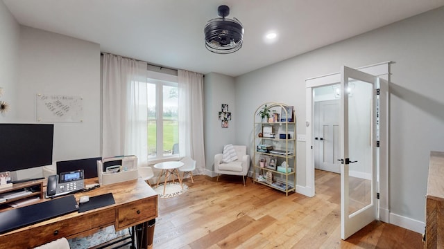 office area featuring light wood-type flooring