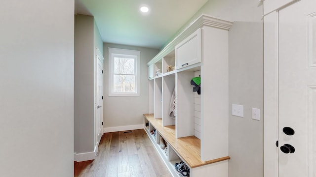 mudroom featuring hardwood / wood-style floors