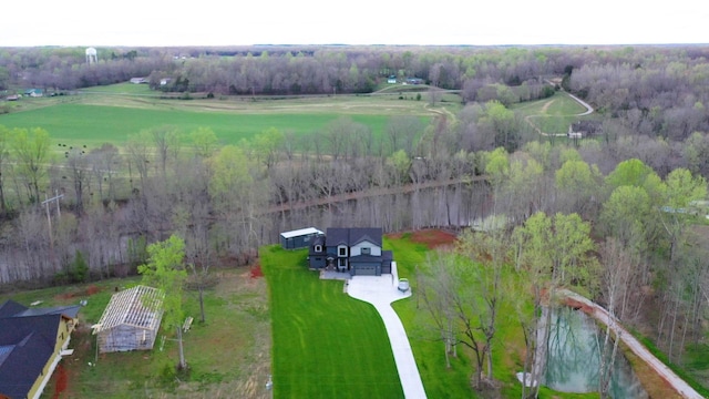 bird's eye view with a rural view