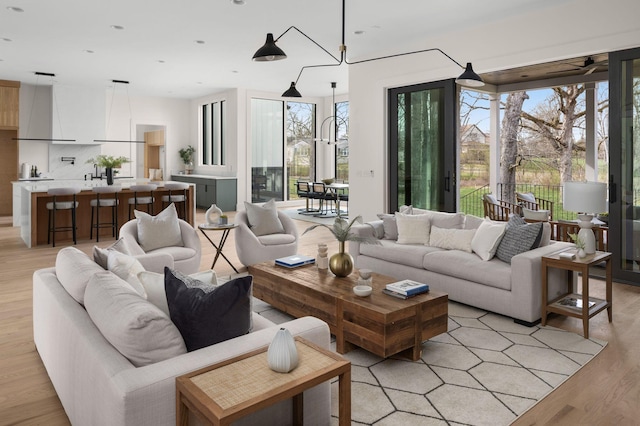 living room featuring light hardwood / wood-style floors