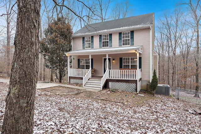 view of front of home with cooling unit