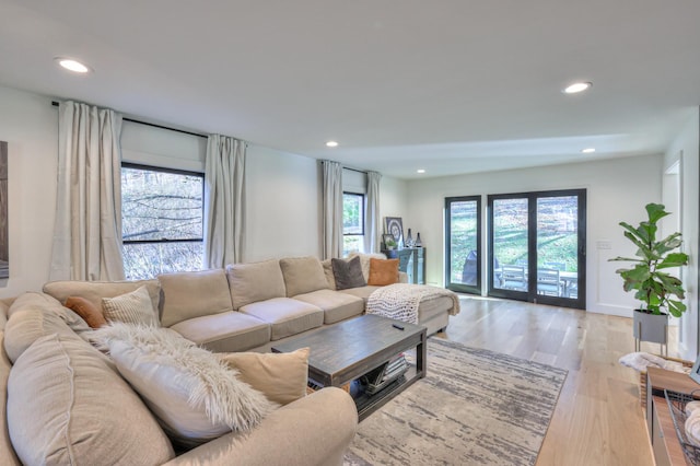 living room featuring light hardwood / wood-style flooring