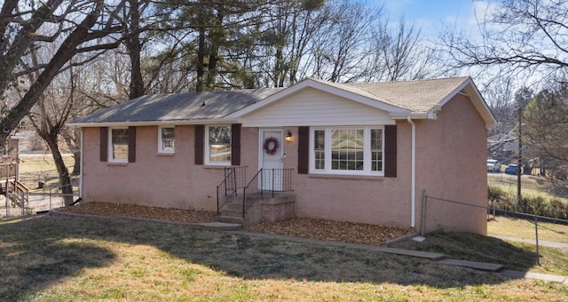 bungalow with a front lawn