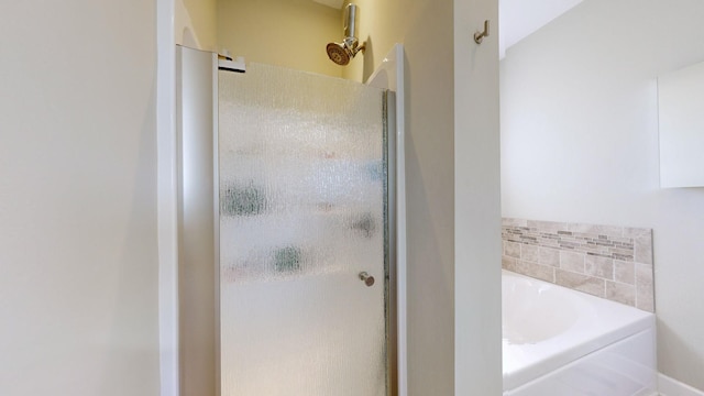 bathroom with plus walk in shower