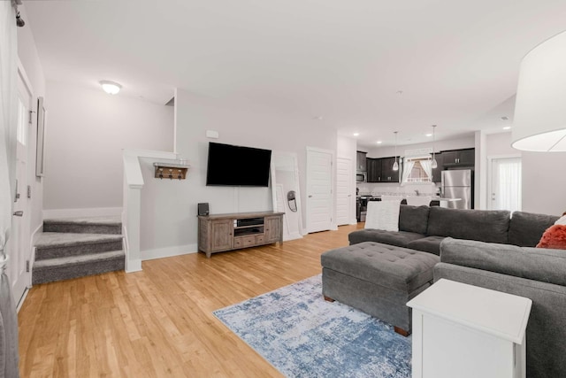 living room featuring light hardwood / wood-style floors