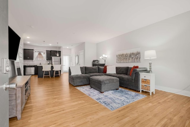 living room with light wood-type flooring