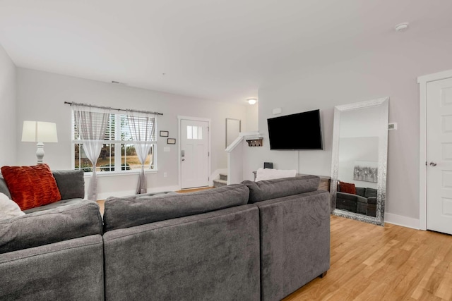 living room featuring light hardwood / wood-style flooring