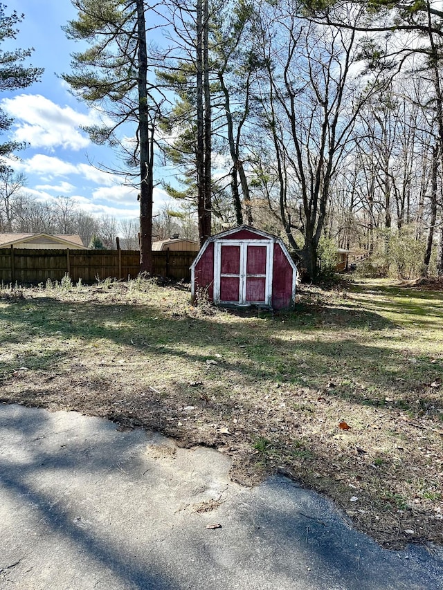 view of yard with a storage shed