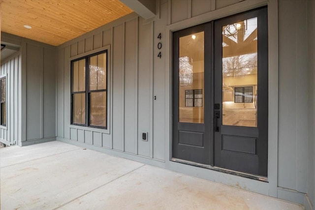 doorway to property with french doors