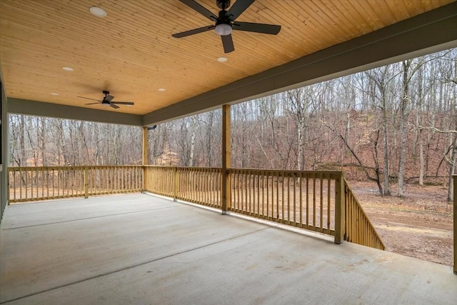 view of patio featuring ceiling fan