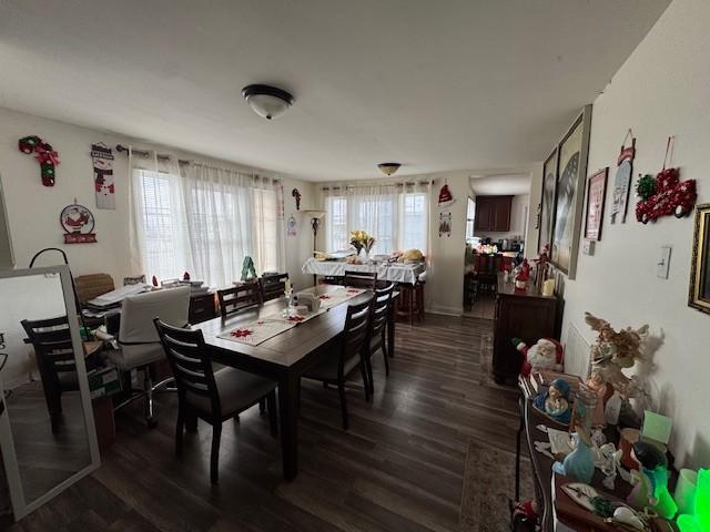 dining space featuring dark hardwood / wood-style floors