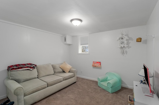 living room with light carpet