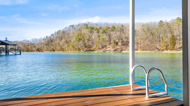 view of dock featuring a water view