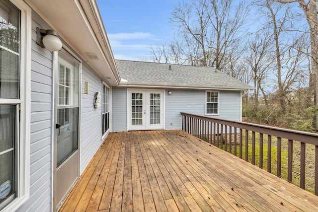 wooden deck with french doors