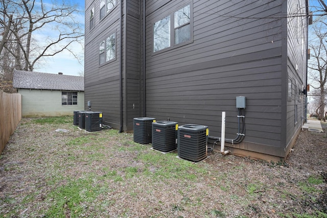 view of home's exterior with central AC unit