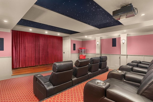 home theater room with carpet