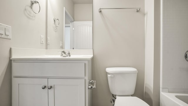 full bathroom featuring vanity, toilet, and tub / shower combination