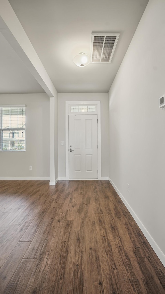 foyer entrance featuring dark wood-type flooring