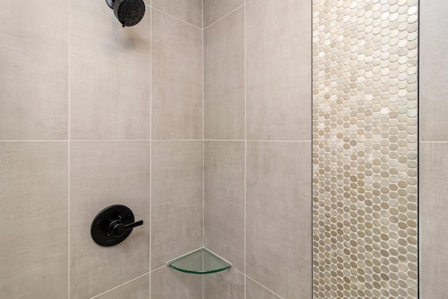 details with a tile shower